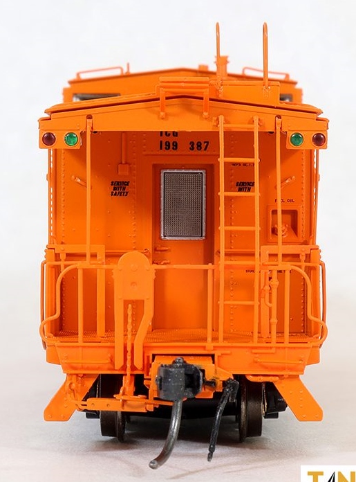 Tangent Scale Models HO 60211-02 IC Centralia Shops Steel Wide-Vision Caboose Illinois Central Gulf 'Orange I-Ball Repaint 1974+' ICG #199407