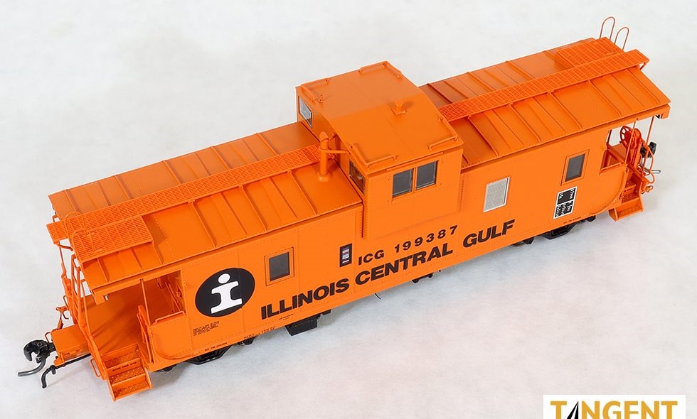 Tangent Scale Models HO 60211-03 IC Centralia Shops Steel Wide-Vision Caboose Illinois Central Gulf 'Orange I-Ball Repaint 1974+' ICG #199414