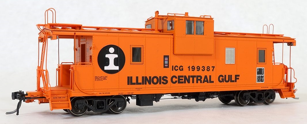 Tangent Scale Models HO 60211-04 IC Centralia Shops Steel Wide-Vision Caboose Illinois Central Gulf 'Orange I-Ball Repaint 1974+' ICG #199439