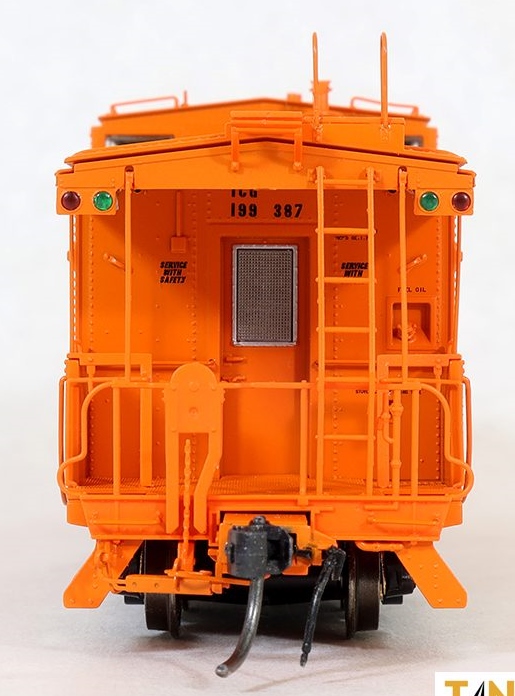 Tangent Scale Models HO 60211-04 IC Centralia Shops Steel Wide-Vision Caboose Illinois Central Gulf 'Orange I-Ball Repaint 1974+' ICG #199439