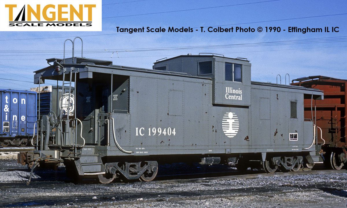 Tangent Scale Models HO 60214-03 IC Centralia Shops Steel Wide-Vision Caboose Illinois Central 'Gray Repaint 1988+' IC #199418