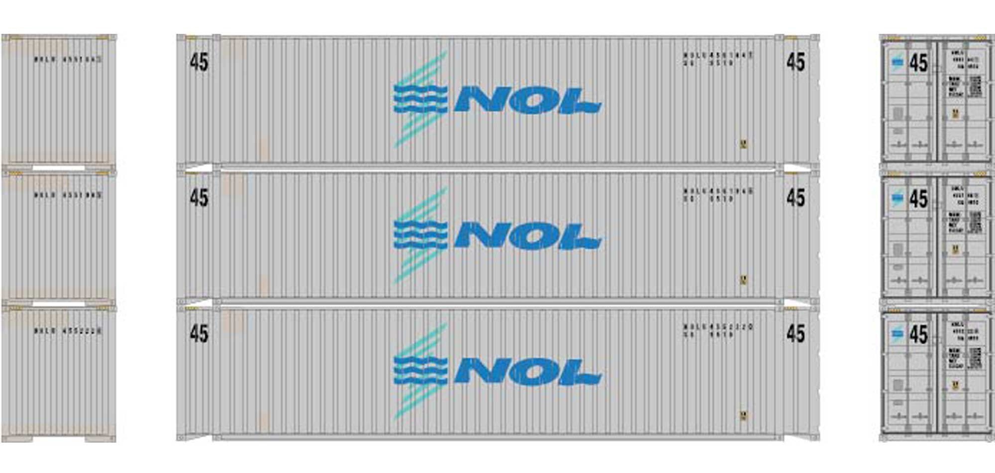 Athearn RTR HO ATH28039 45' Container NOL Set #2 3-Pack
