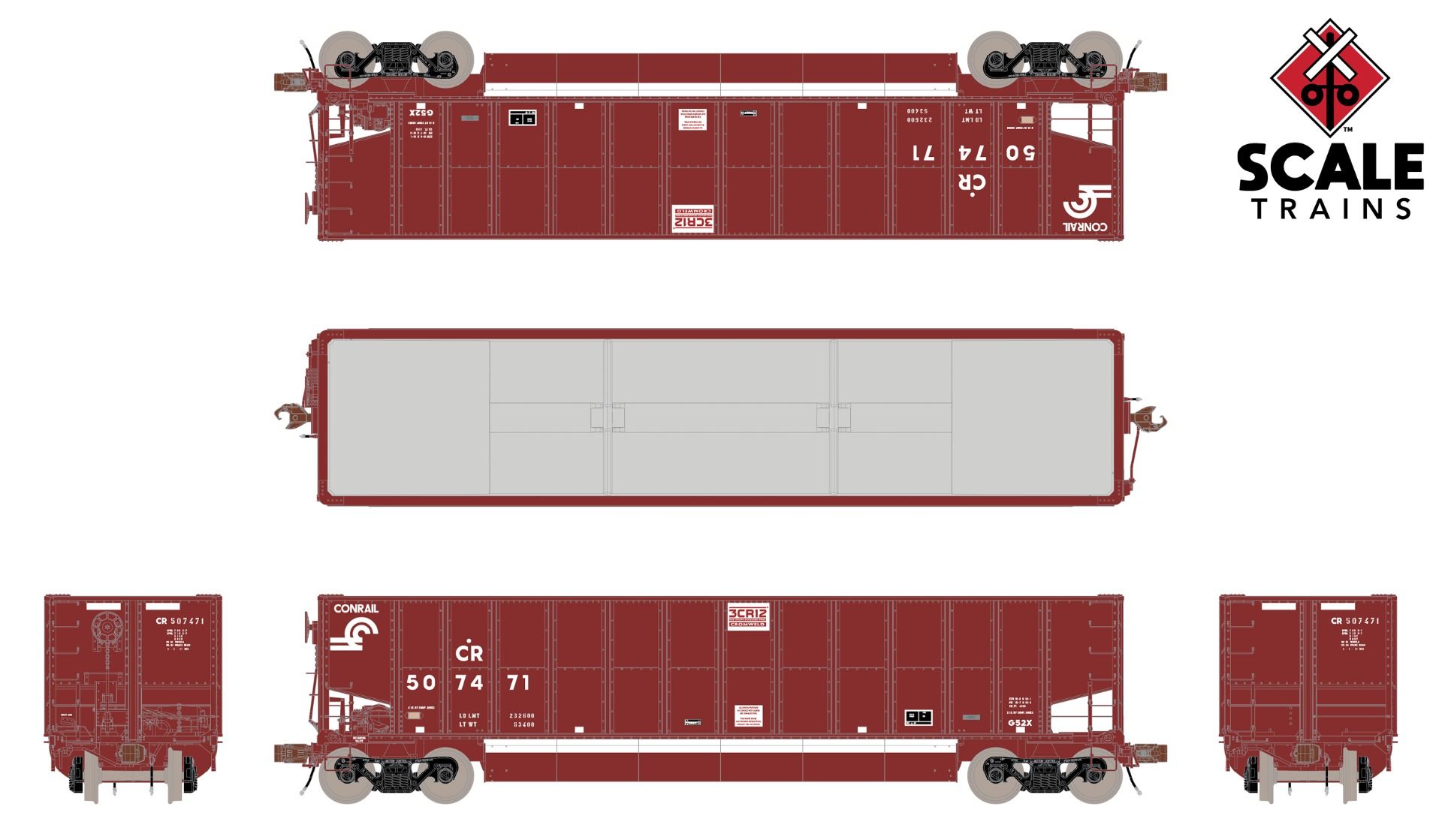 ScaleTrains Rivet Counter HO SXT33709 Bethgon G52X Coal Gondola Conrail 'Standard Logo' CR #507569