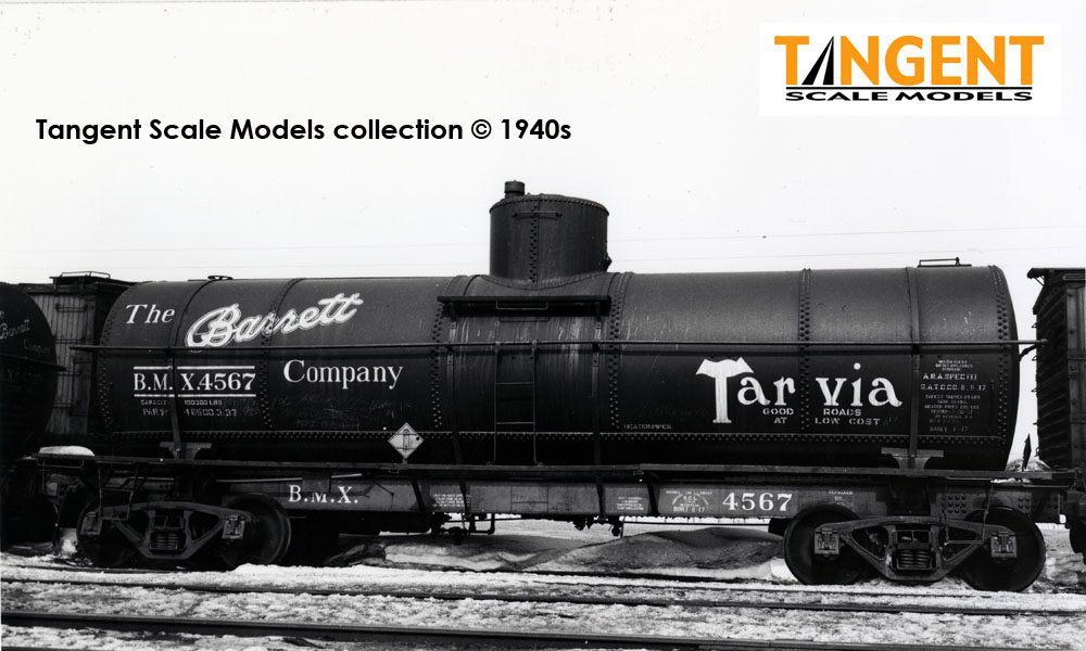 Tangent Scale Models HO 19067-01 General American 1917-design 10,000 Gallon Insulated Tank Car Barrett Tarvia '1938+' BMX #4555