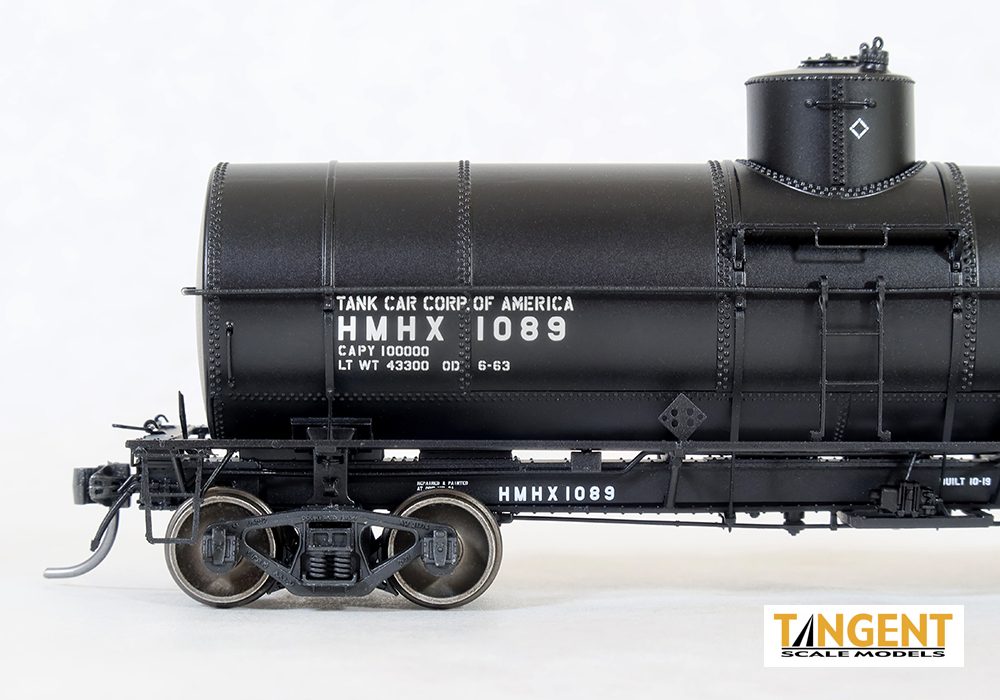 Tangent Scale Models HO 19069-01 General American 1917-design 10,000 Gallon Insulated Tank Car 'Tank Car Corp of America Black Lease 1963+' HMHX #1038