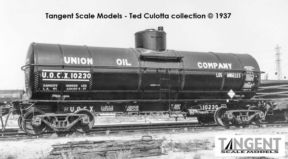 Tangent Scale Models HO 19072-02 General American 1917-design 10,000 Gallon Insulated Tank Car 'Union Oil of California 1937+' UOCX #10228