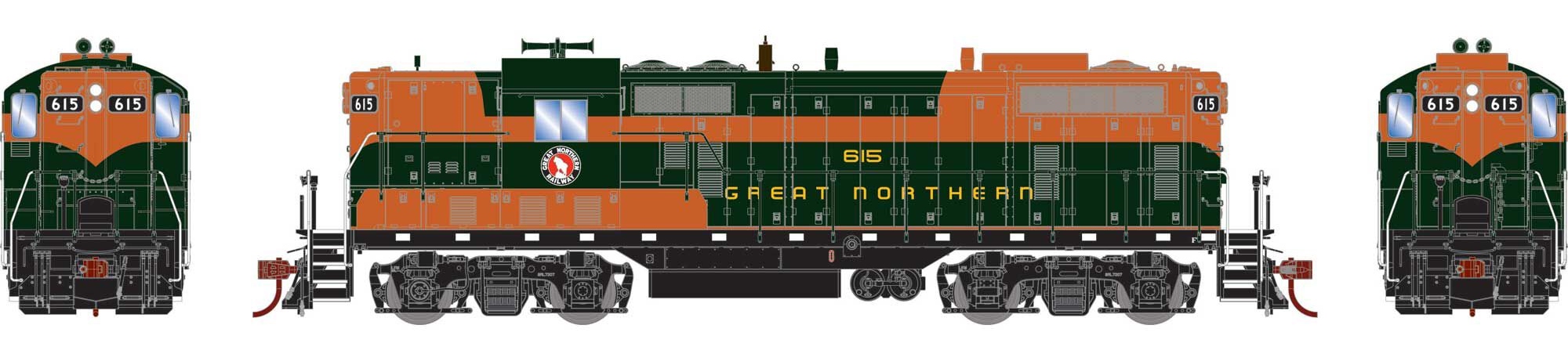 Athearn Genesis HO ATHG82354 DCC/Tsunami 2 Equipped EMD GP7 Great Northern GN #615