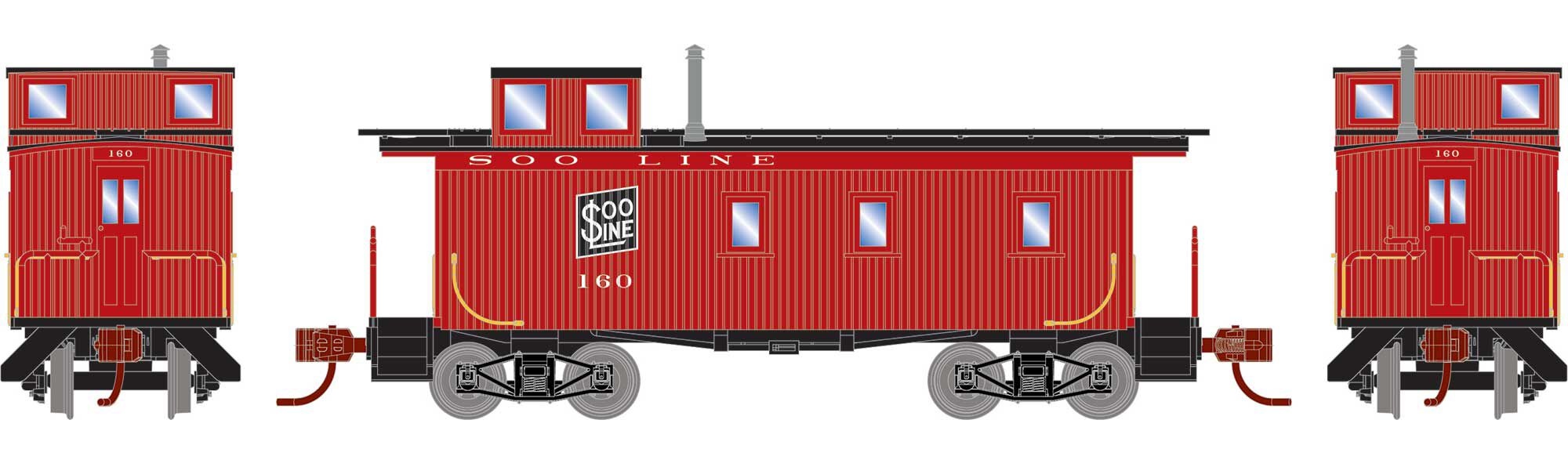 Athearn N ATH12088 30' 3-Window Caboose SOO Line SOO #160