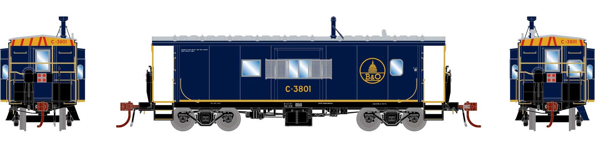 Athearn Genesis HO ATHG78546 DCC/NCE Equipped C-26 ICC Caboose with Lights B&O #C-3801