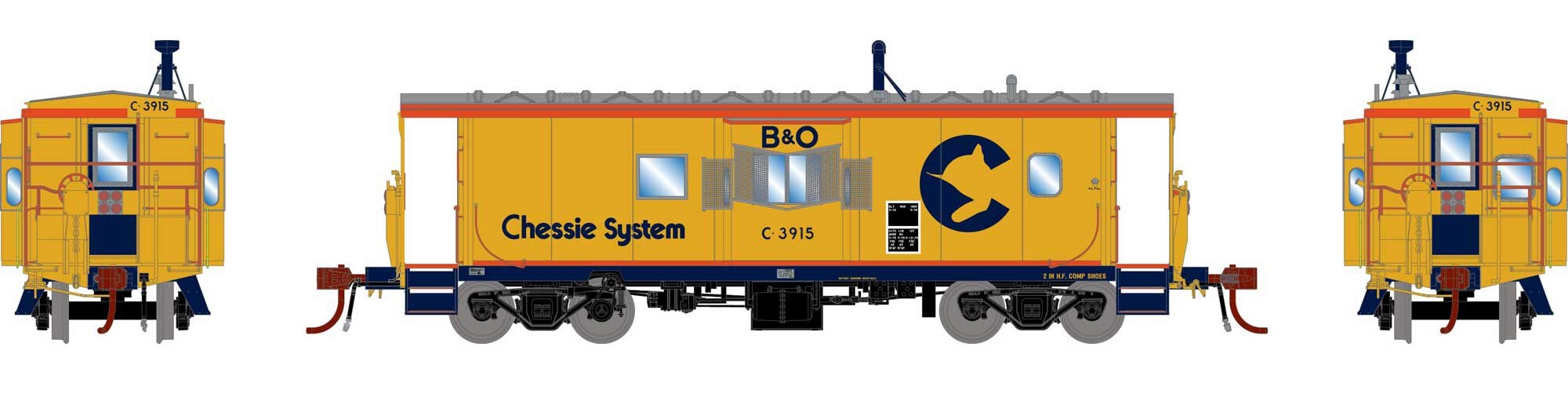 Athearn Genesis HO ATHG78349 DCC/Tsunami SoundCar Equipped C-26A ICC Caboose with Lights & Sound Chessie/B&O #C-3915