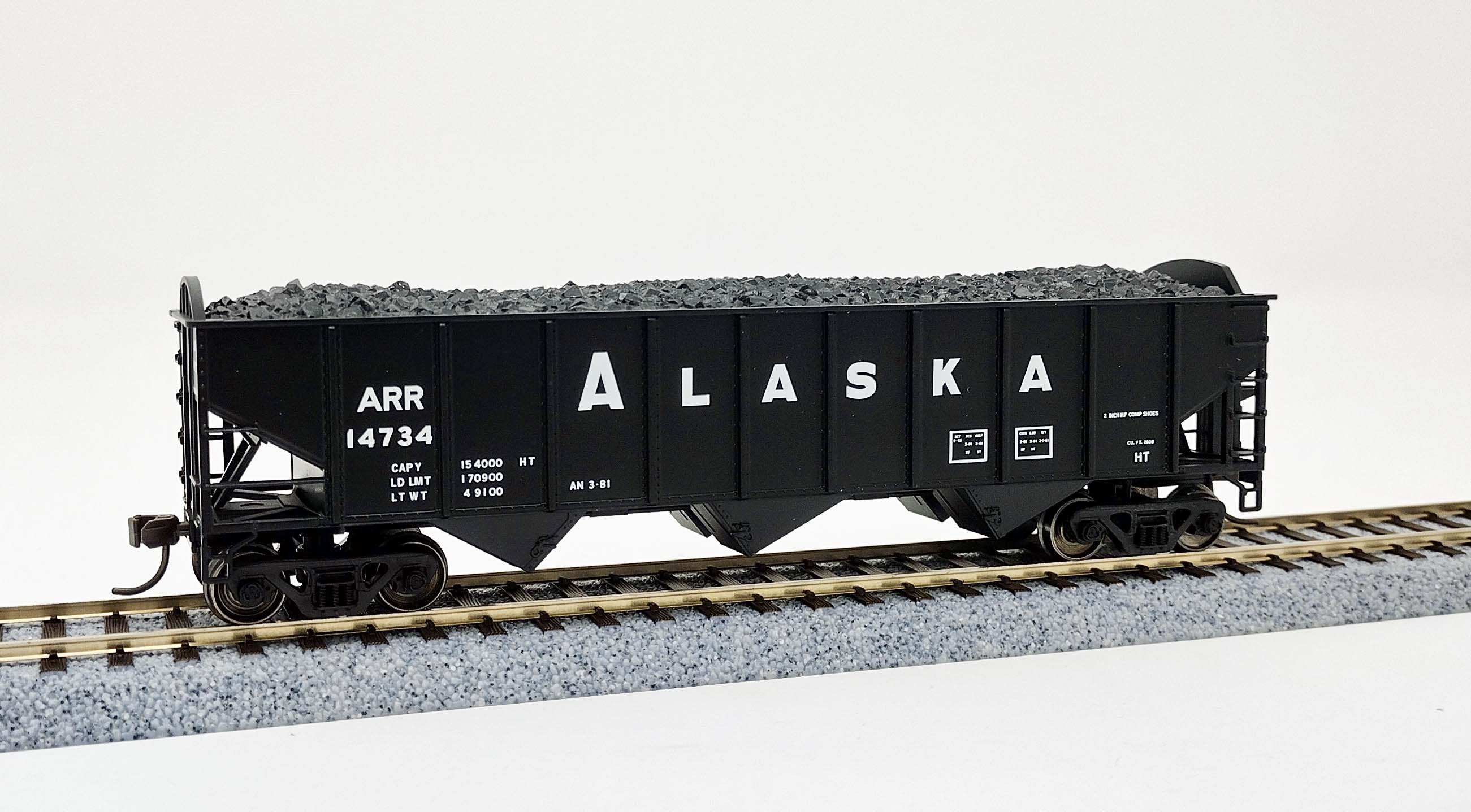 Atlas Trainman HO 20006914 AAR 70 Ton 9-Panel 3-Bay Open Hopper Arched End Alaska Railroad ARR #14734