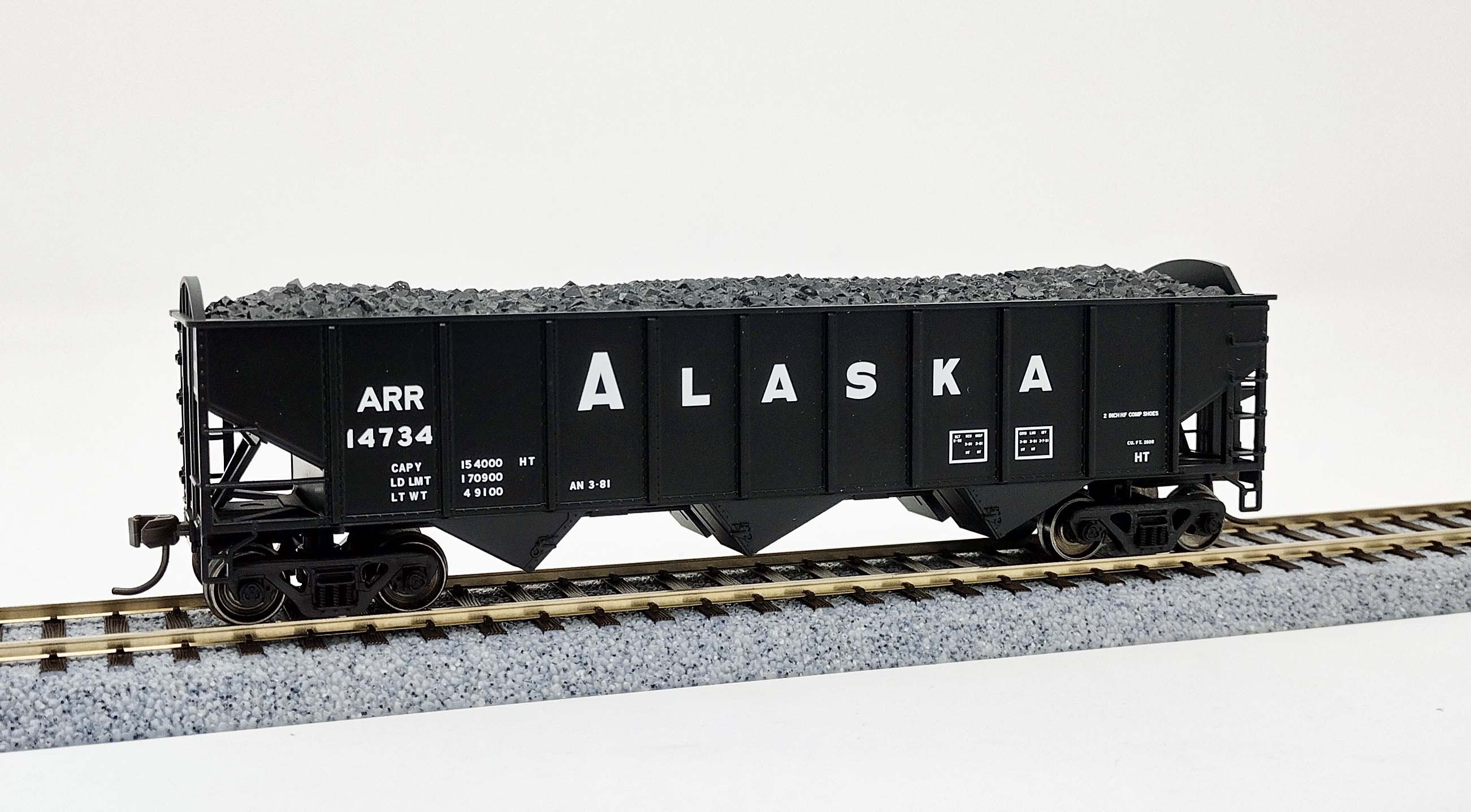 Atlas Trainman HO 20006916 AAR 70 Ton 9-Panel 3-Bay Open Hopper Arched End Alaska Railroad ARR #14803