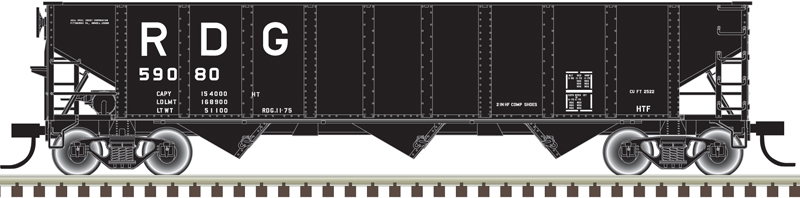 Atlas Trainman HO 20006927 AAR 70 Ton 9-Panel 3-Bay Open Hopper Standard End Reading RDG #59077