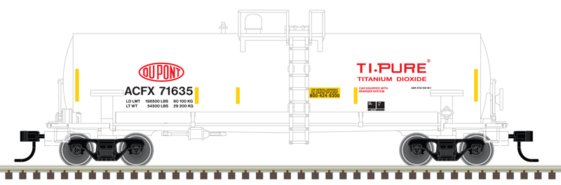 Atlas N 50006153 ACF 14,000-Gallon Kaolin Tank Car Dupont TiPure ACFX #71623
