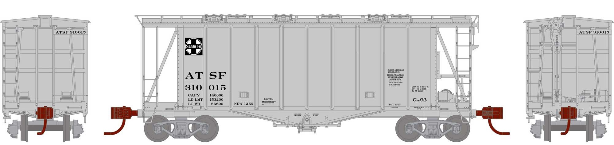 Athearn N ATH23868 GATC 40' 2600 Airslide Hopper Santa Fe ATSF #310015