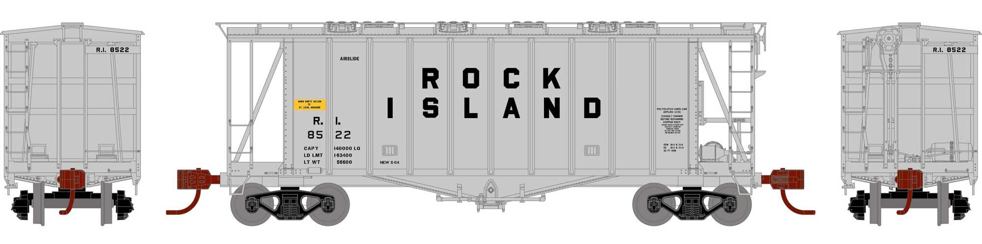 Athearn N ATH23882 GATC 40' 2600 Airslide Hopper Rock Island RI #8522