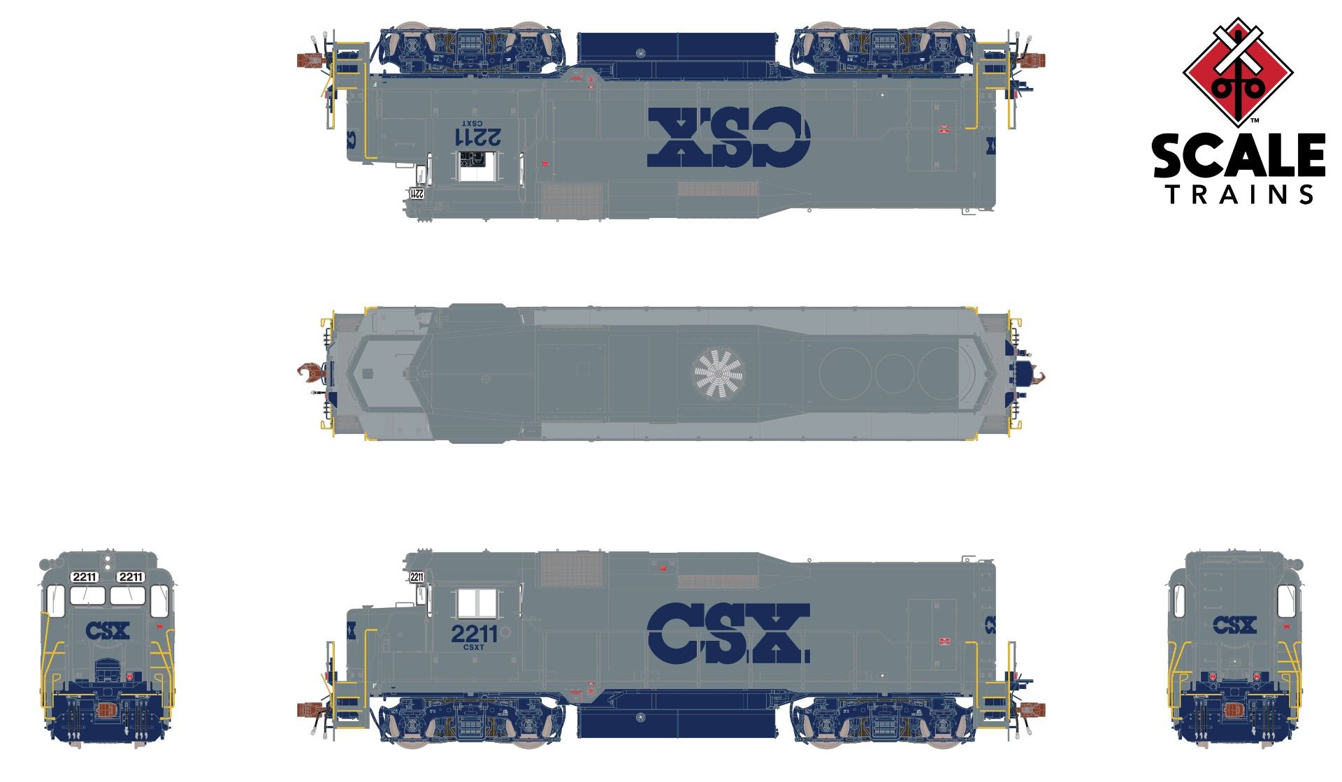 ScaleTrains Rivet Counter HO SXT33362 DCC/ESU Loksound 5 Equipped EMD GP30 Locomotive RDMT Road Slug CSX ‘Stealth G’ CSXT #2232