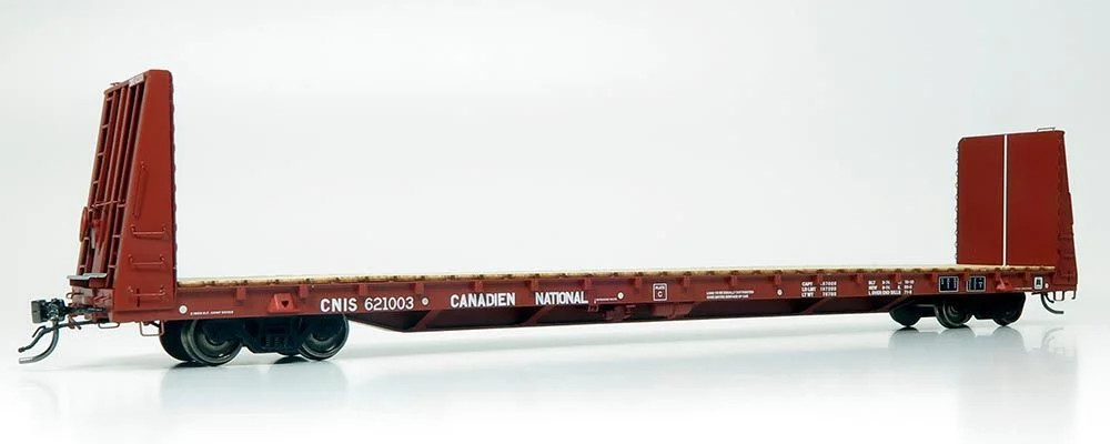 Rapido Trains Inc HO 147004-621008 Marine Industries 66' Bulkhead Flatcar Canadian National 'Mineral Brown' CNIS #621008