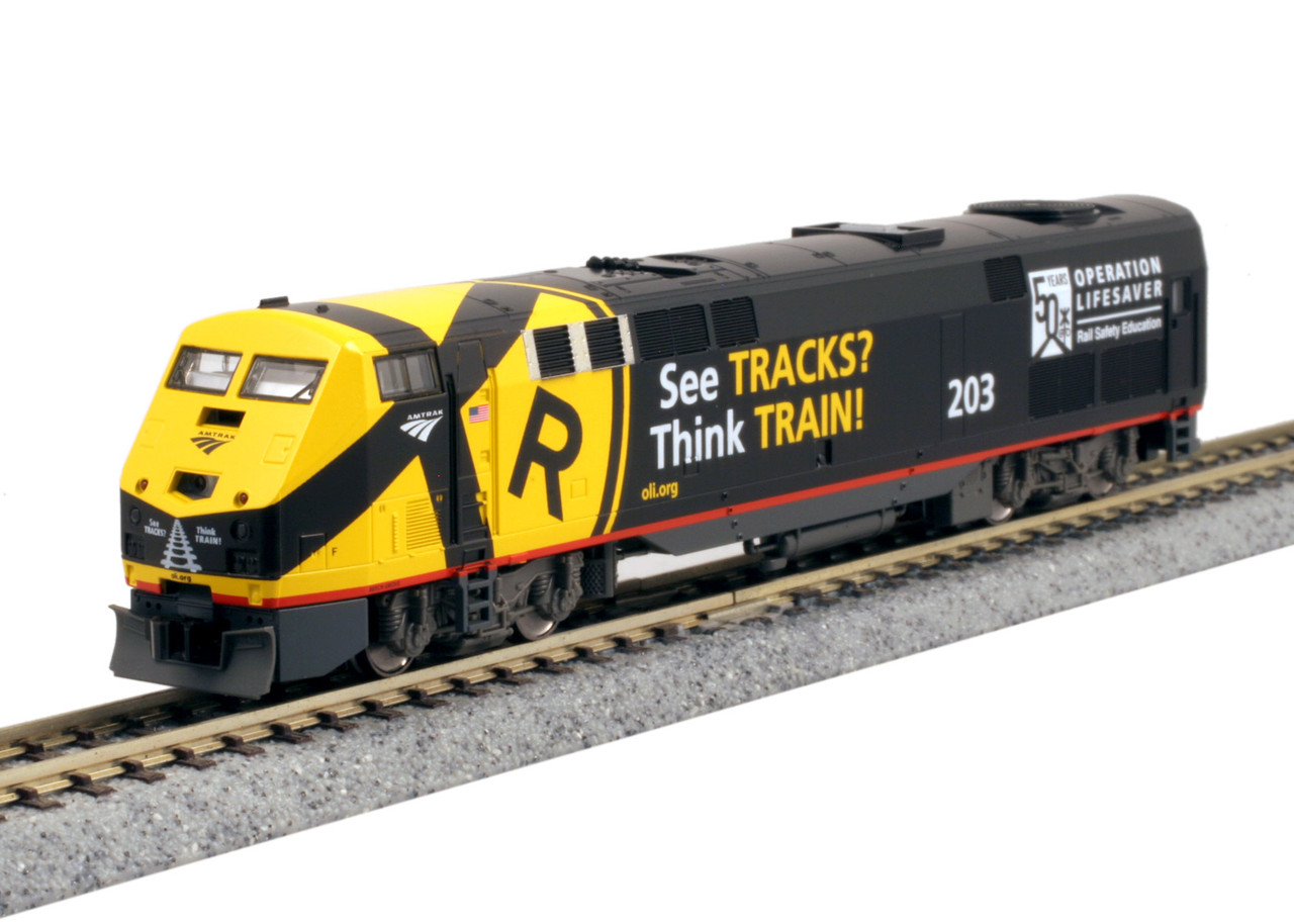 Kato N 176-6039-LS-DMW GE P42 Genesis with DCC/ESU LokSound V5 Amtrak 'Operation Lifesaver' AMTK #203