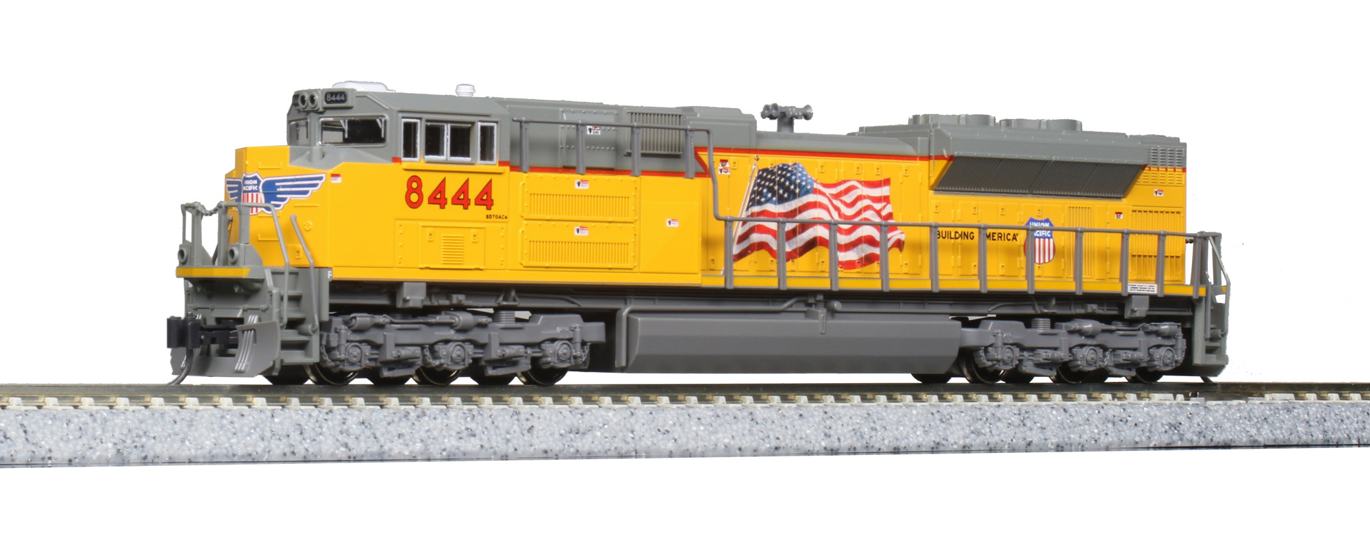 Kato N 176-8438-LS-DMW with DCC/ESU LokSound V5 EMD SD70ACe Diesel Locomotive Union Pacific 'Flag Scheme' UP #8497