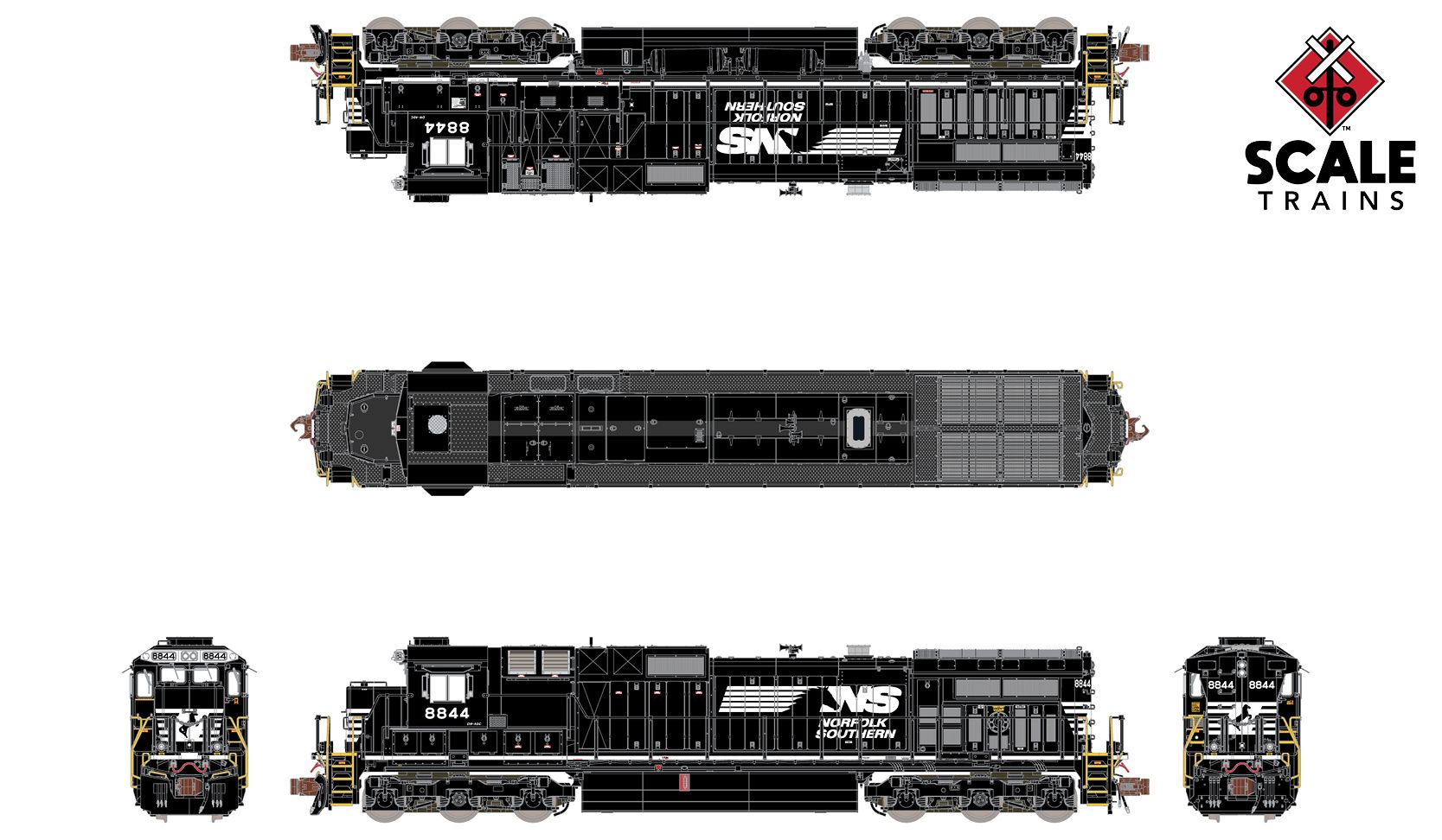 ScaleTrains Rivet Counter N SXT38527 DCC/ESU LokSound 5 Equipped GE DASH 9-40C Locomotive Norfolk Southern 'Horsehead' NS #8786