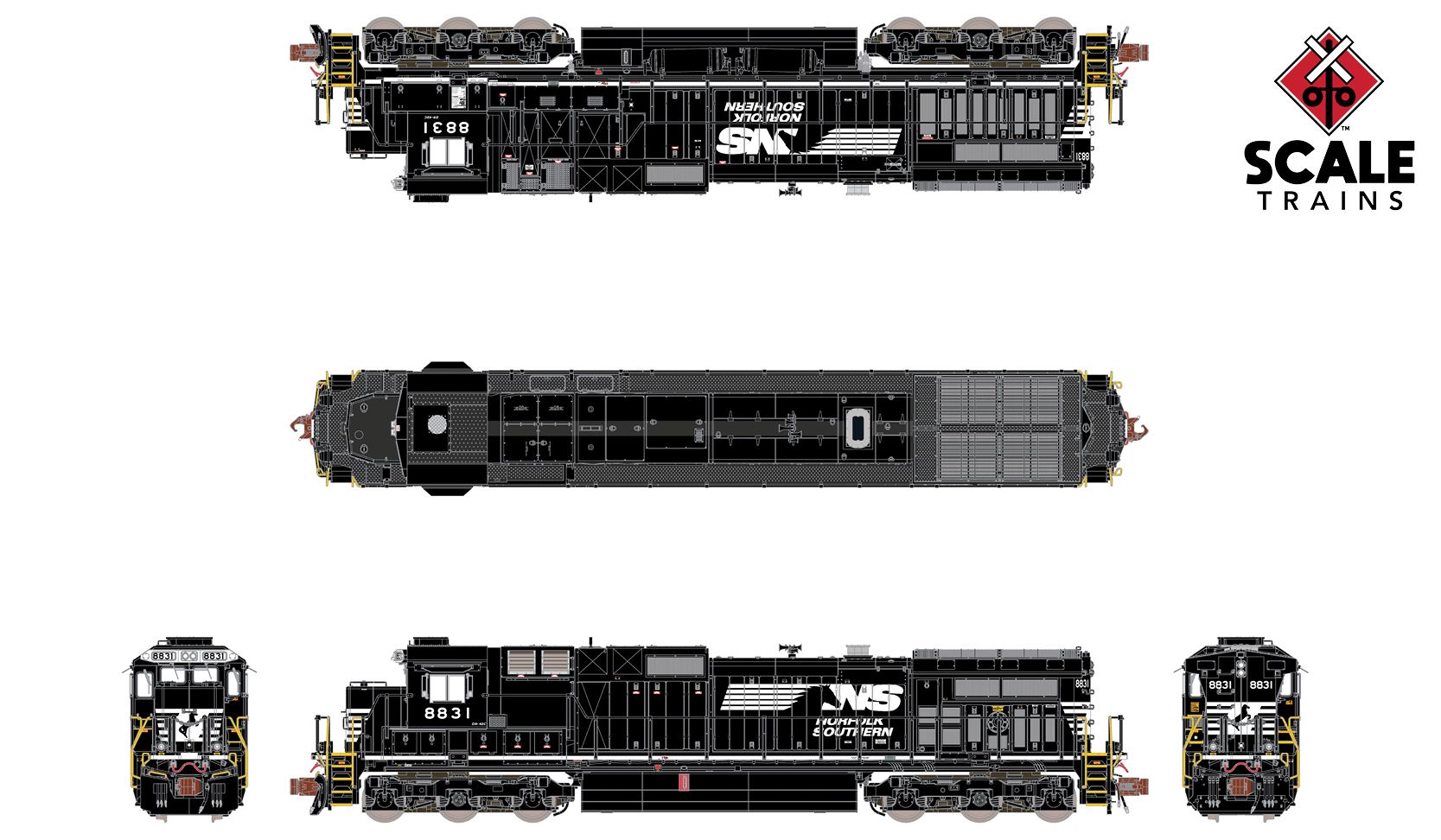 ScaleTrains Rivet Counter N SXT38531 DCC/ESU LokSound 5 Equipped GE DASH 9-40C Locomotive Norfolk Southern 'Horsehead' NS #8828
