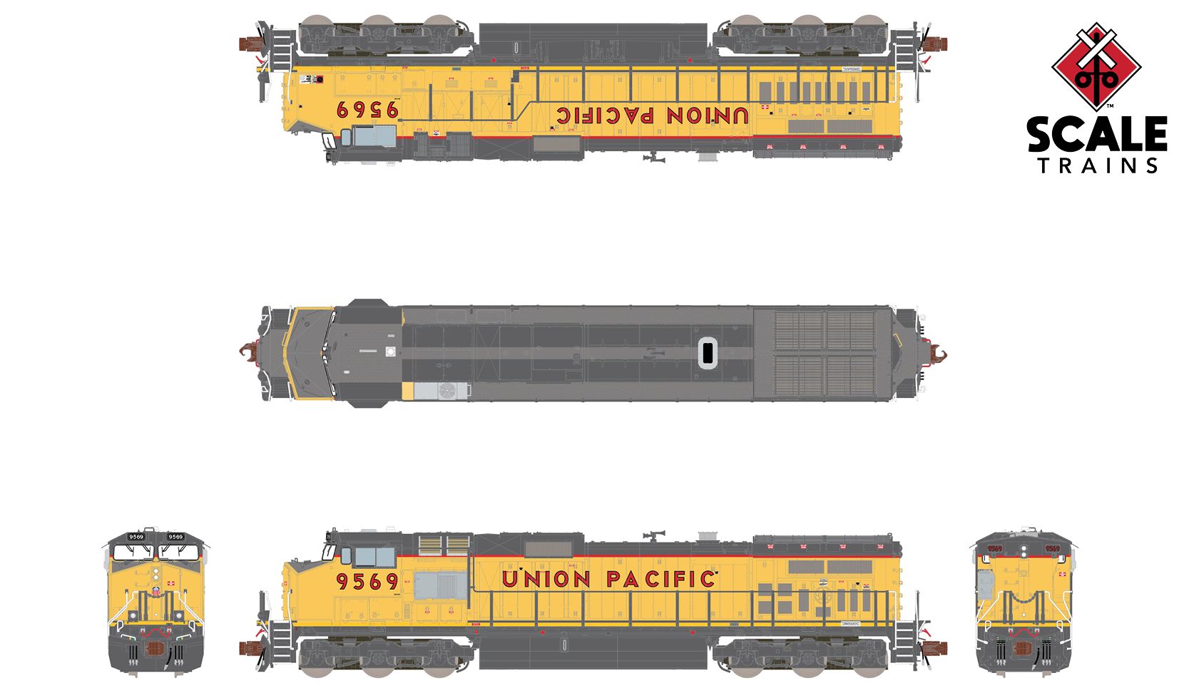 ScaleTrains Rivet Counter N SXT38543 DCC/ESU LokSound 5 Equipped GE DASH 9-44CW Locomotive Union Pacific UP #9568