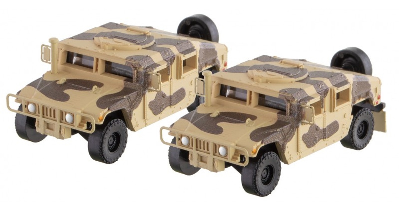 Micro Trains Line N 499 45 95 Humvee Military Vehicle Woodland Desert Camo 2 Pack - Kit
