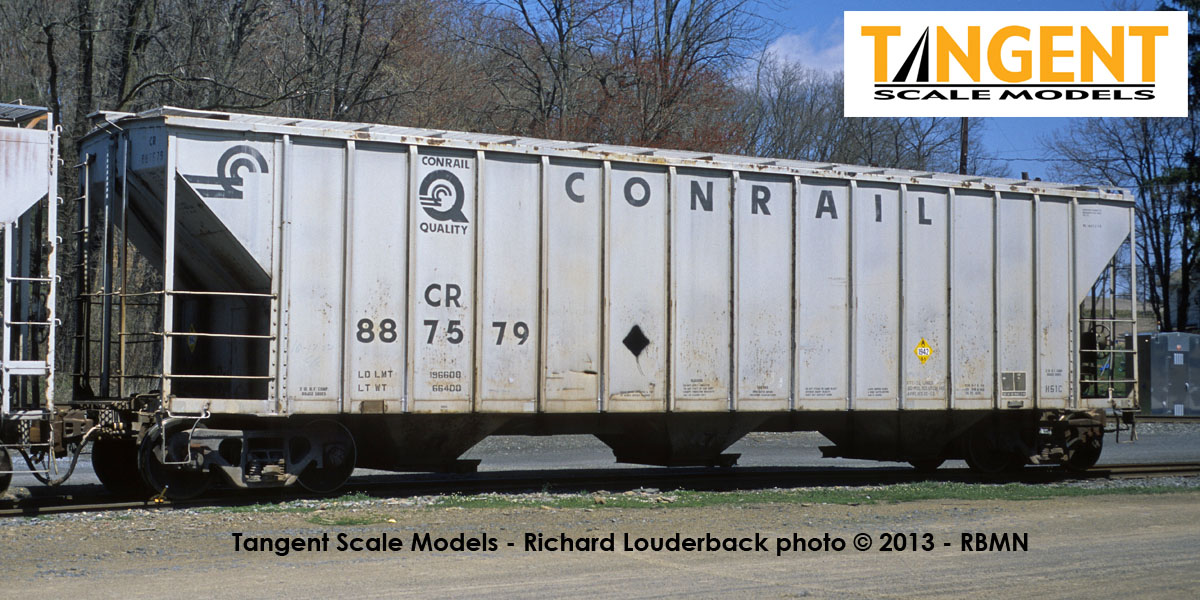 Tangent Scale Models HO 28060-05 PC Samuel Rea Shops 4600 Covered Hopper Conrail H51C 'Quality Gray Repaint 1992' CR #887587