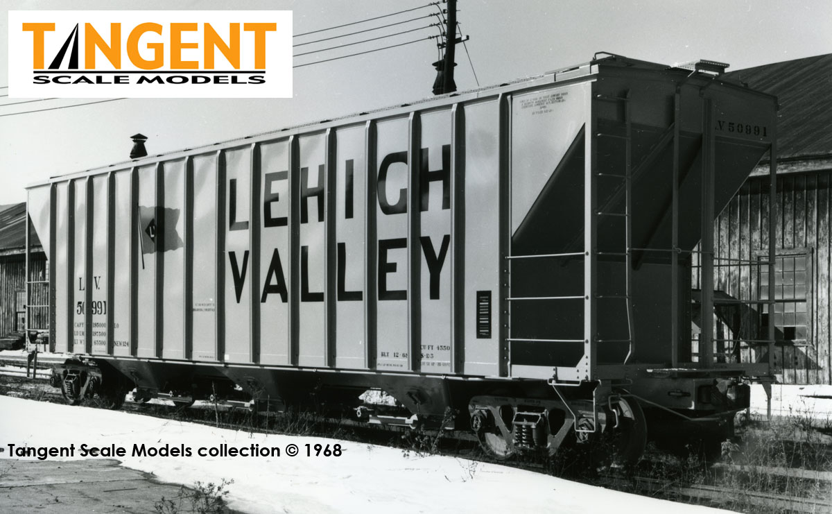 Tangent Scale Models HO 28061-02 PC Samuel Rea Shops 4600 Covered Hopper Lehigh Valley 'Delivery Gray 12-1968' LV #50958