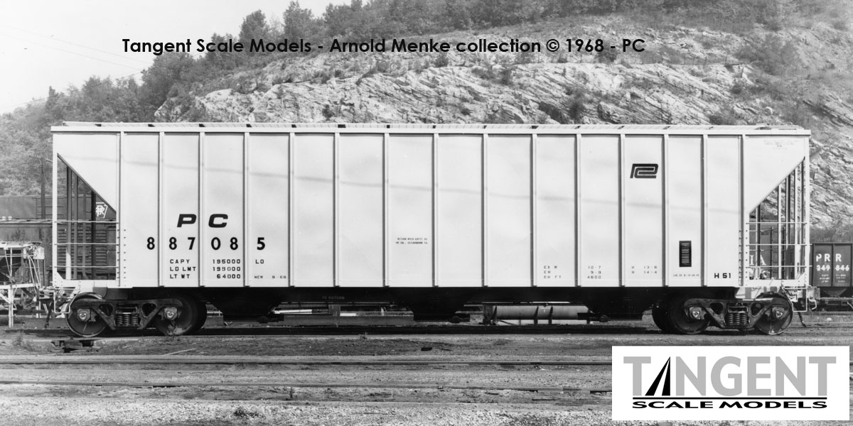 Tangent Scale Models HO 28063-11 PC Samuel Rea Shops 4600 Covered Hopper Penn Central H51 'Delivery Gray 9-1968' PC #887079