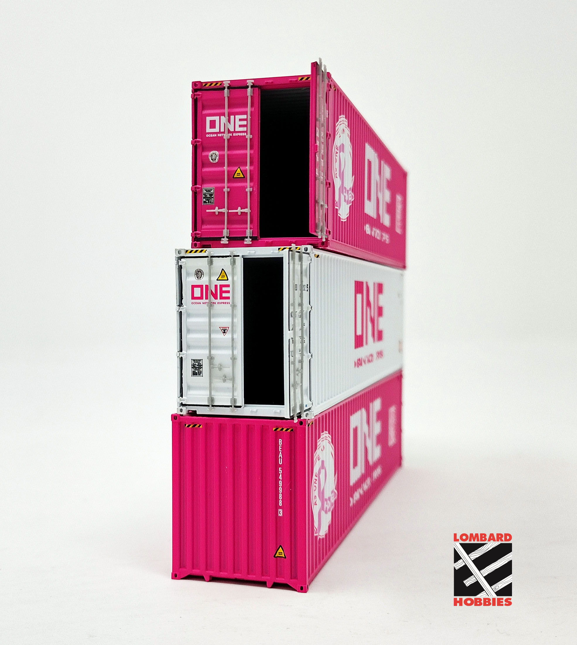 Aurora Miniatures HO HCBONT4-LH1 40′ Hi-Cube Dry Containers