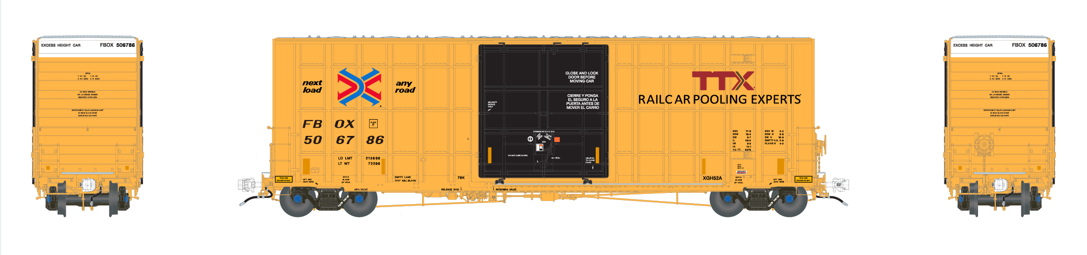 Aurora Miniatures HO 305004 Gunderson / Greenbrier 6276 cf 50′ Plate F Boxcar TTX '2016 version' FBOX #506491