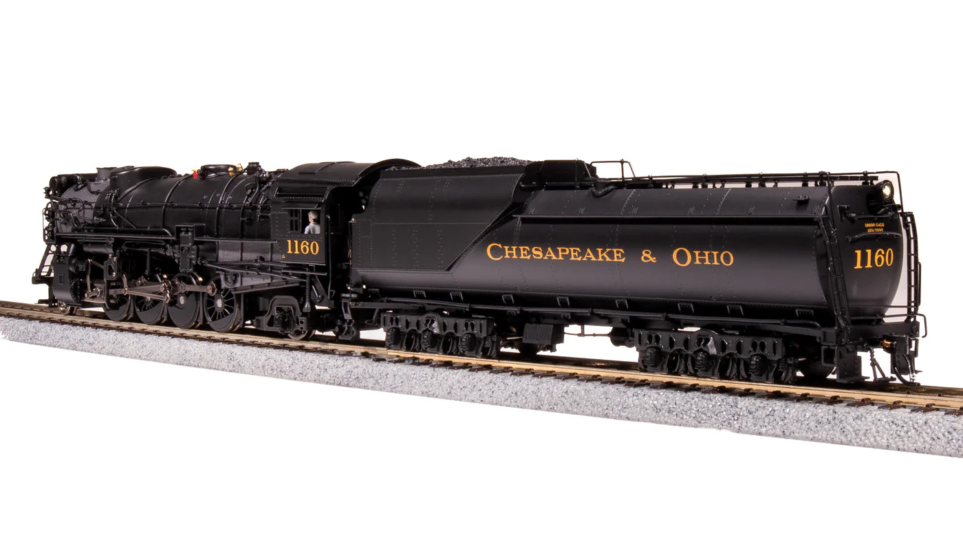 Broadway Limited Imports Brass Hybrid HO 7590 C&O K-2 Mikado with Paragon4 Sound/DC/DCC & Smoke with 16-VC Tender - C&O #1160