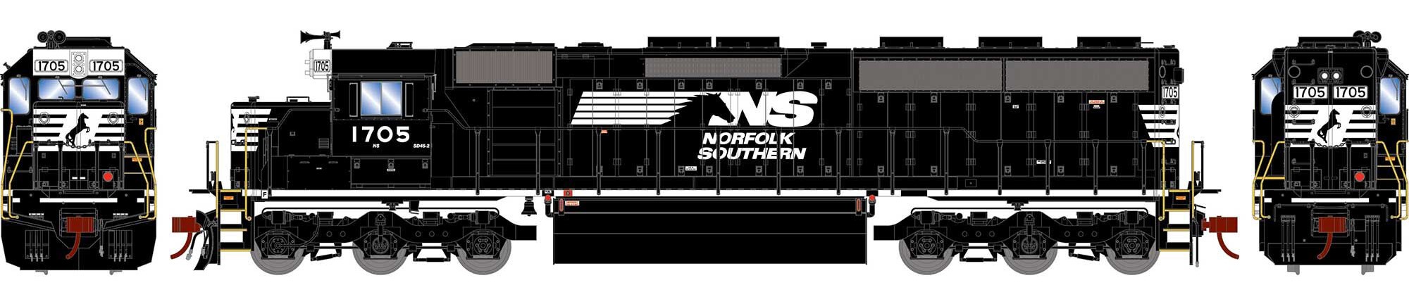 Athearn Genesis 2.0 HO ATHG65817 DCC/Tsunami 2 Equipped EMD SD45-2 Locomotive Norfolk Southern 'Horsehead' NS #1705