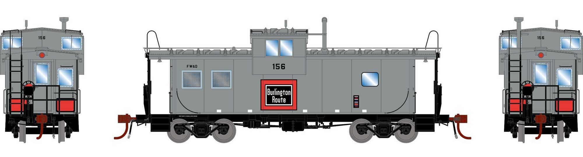 Athearn Genesis HO ATHG78571 DCC/NCE Equipped ICC Caboose With Lights Fort Worth & Dodge 'Burlington Route' FW&D #156