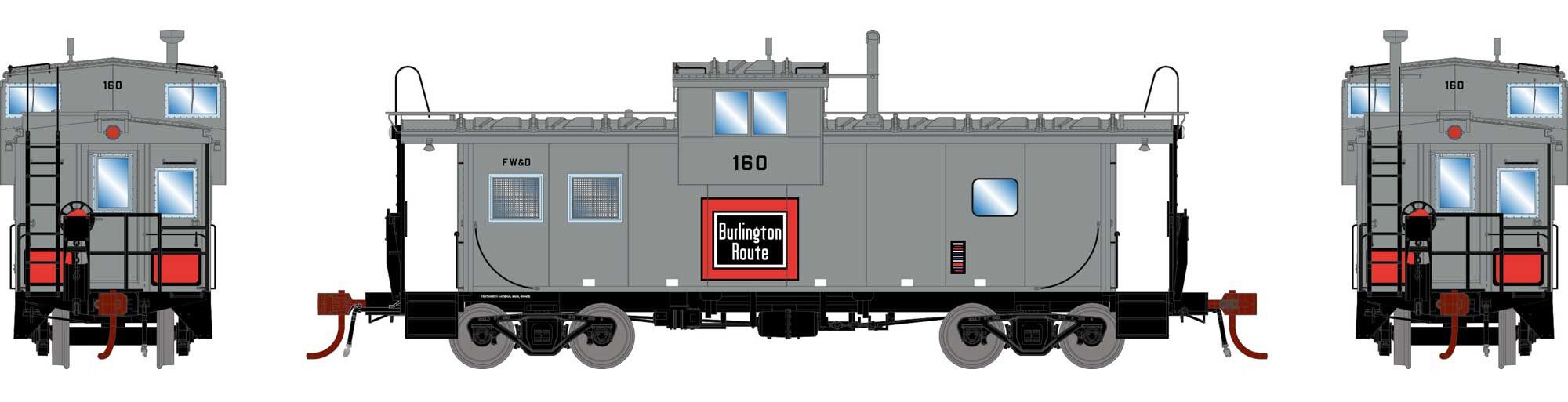 Athearn Genesis HO ATHG78572 DCC/NCE Equipped ICC Caboose With Lights Fort Worth & Dodge 'Burlington Route' FW&D #160