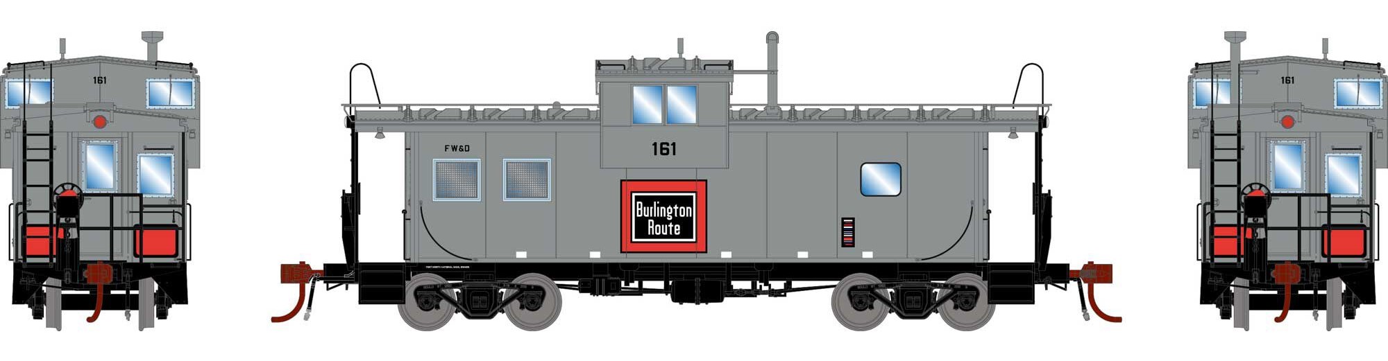 Athearn Genesis HO ATHG78573 DCC/NCE Equipped ICC Caboose With Lights Fort Worth & Dodge 'Burlington Route' FW&D #161