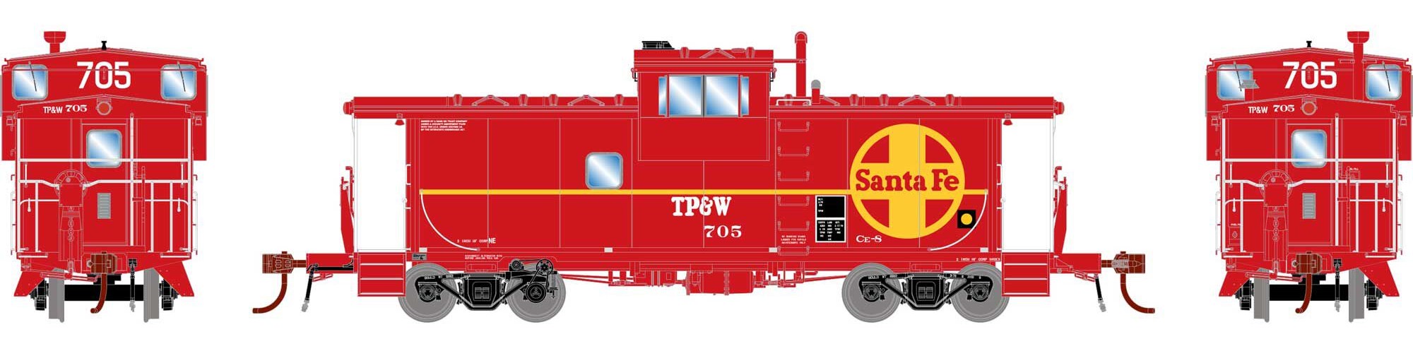 Athearn Genesis HO ATHG78580 DCC/NCE Equipped ICC Caboose With Lights Santa Fe Class CE-8 TP&W #705
