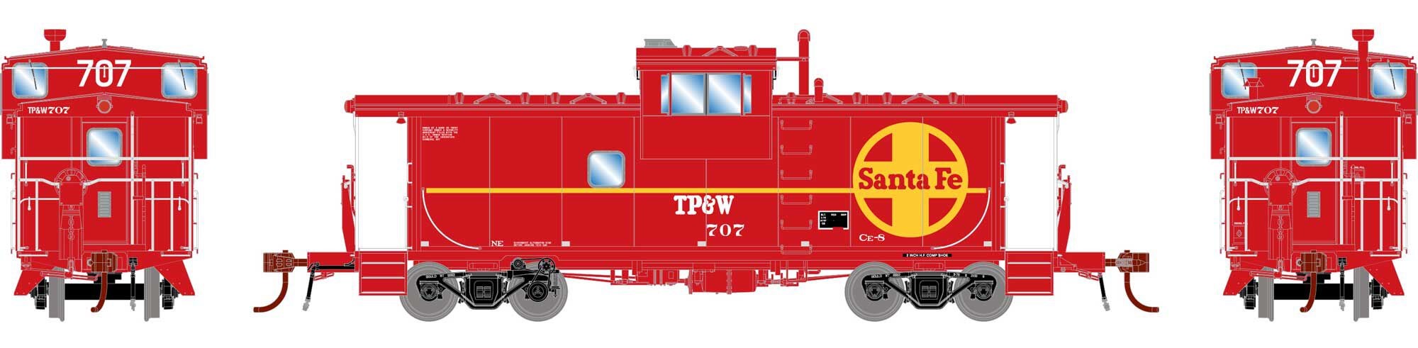 Athearn Genesis HO ATHG78581 DCC/NCE Equipped ICC Caboose With Lights Santa Fe Class CE-8 TP&W #707