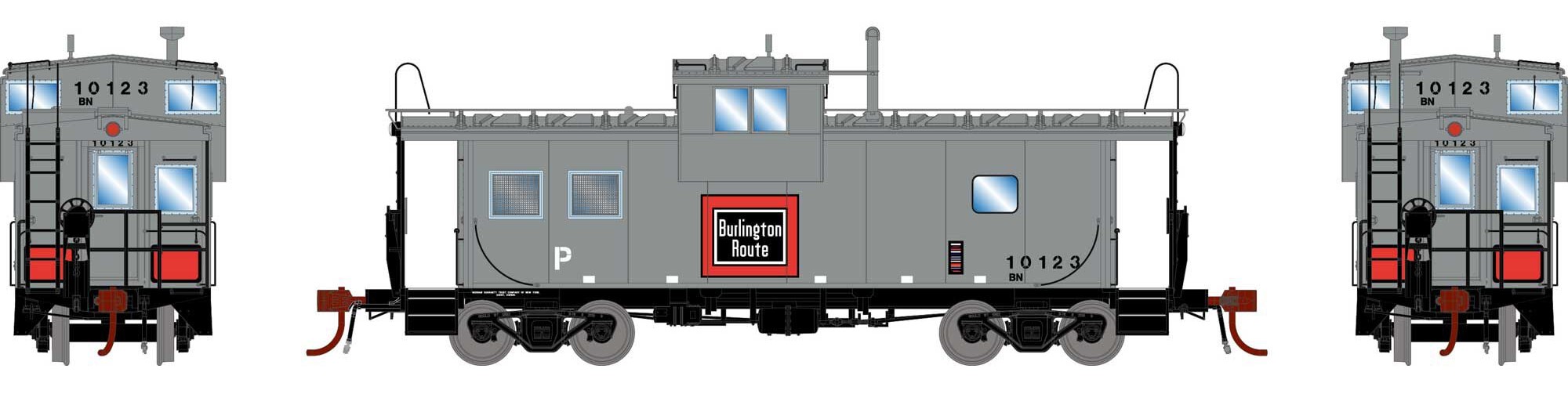 Athearn Genesis HO ATHG78366 DCC/Tsunami SoundCar Equipped ICC Caboose w/Lights & Sound Burlington Northern 'Patched' BN #10123