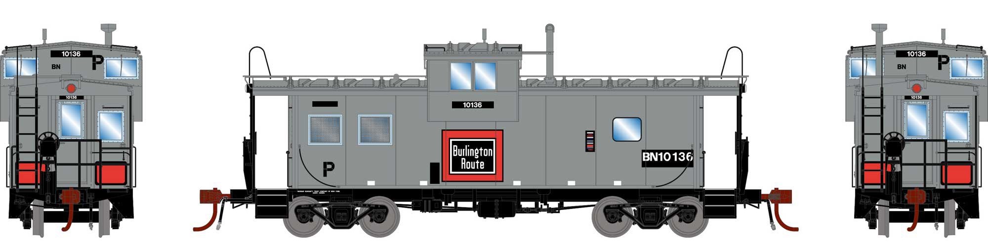 Athearn Genesis HO ATHG78367 DCC/Tsunami SoundCar Equipped ICC Caboose w/Lights & Sound Burlington Northern 'Patched' BN #10136