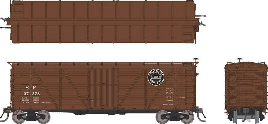 Rapido Trains Inc HO 171051-37386 Southern Pacific B-50-16 Boxcar '1931 to 1946 scheme' As Built w/ Viking Roof SP #37386