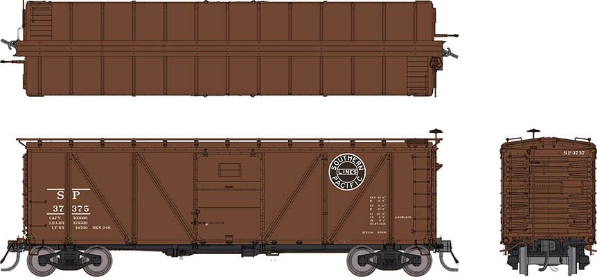 Rapido Trains Inc HO 171053-37375 Southern Pacific B-50-16 Boxcar '1931 to 1946 scheme' Rebuilt w/ Viking Roof SP #37375