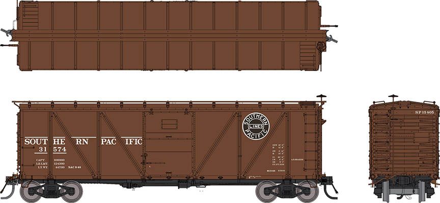 Rapido Trains Inc HO 171054-31574 Southern Pacific B-50-16 Boxcar '1946 to 1952 scheme' Rebuilt w/ Viking Roof SP #31574
