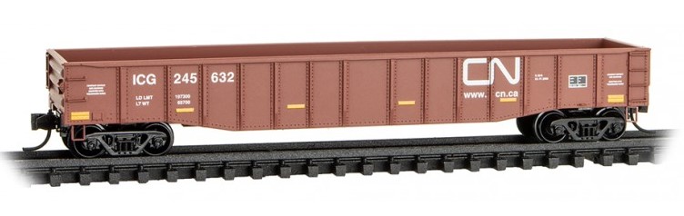 Micro Trains Line N 105 00 632 50' Steel Side 15-Panel Fixed-End Fishbelly-Side Gondola Canadian National ICG #245632