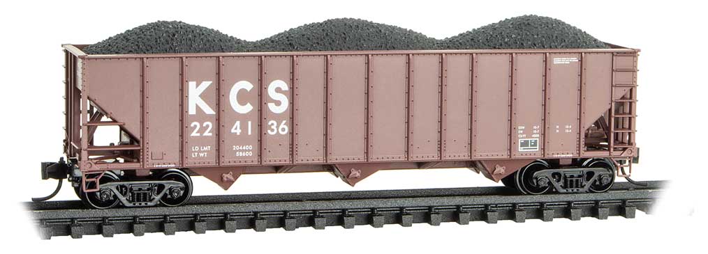 Micro Trains Line N 108 00 550 100-Ton 3-Bay Ribside Open Hopper w/Coal Load KCS #224136