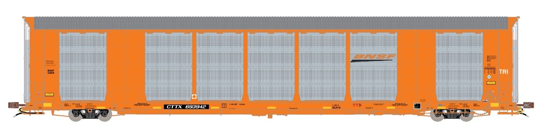 ScaleTrains Rivet Counter HO SXT38859 Gunderson Multi-Max Autorack BNSF Orange Logo TTGX #693966