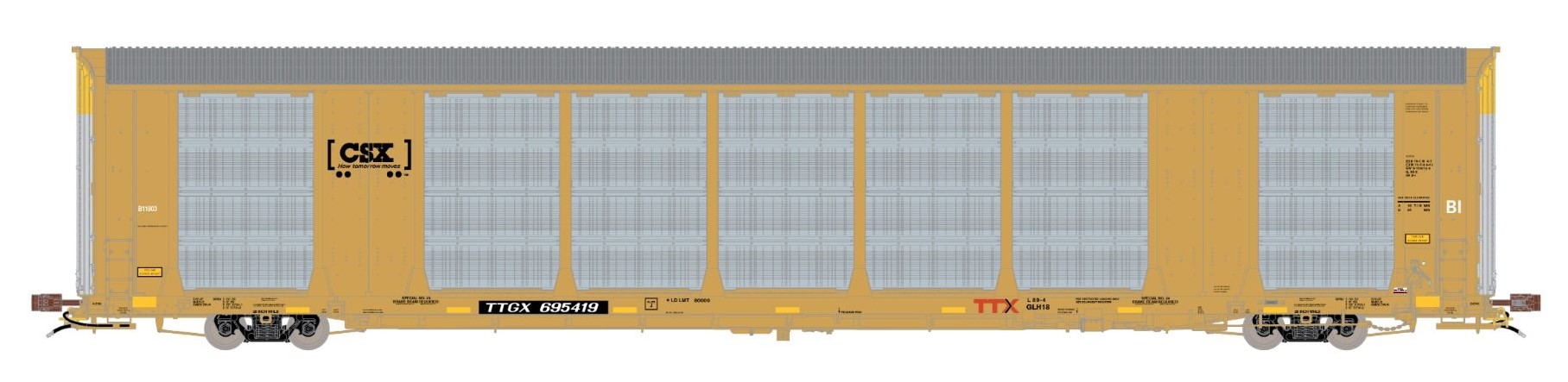 ScaleTrains Rivet Counter HO SXT38886 Gunderson Multi-Max Autorack CSX Boxcar Logo TTGX #695538