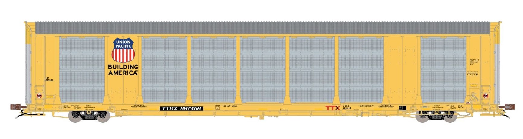 ScaleTrains Rivet Counter HO SXT38898 Gunderson Multi-Max Autorack Union Pacific Yellow 'Building America' TTGX #697526